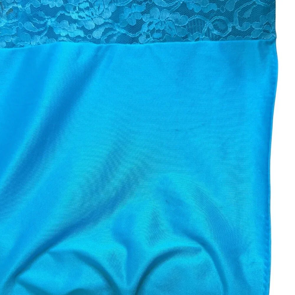 Vintage Jill Andrea Babydoll Lace Maxi Slip Dress Blue Large Y2K Fairy Whimsical - Picture 8 of 9